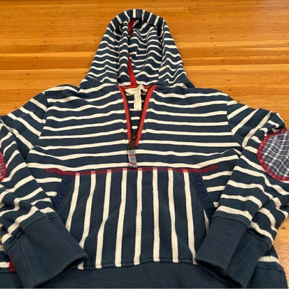 Matilda Jane Joanna Gaines Collab blue/white stripe Quarterzip hoodie - Picture 2 of 4